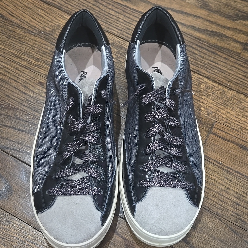 P448 John Glam Glitter Leopard Grey Black Sneakers Size 41